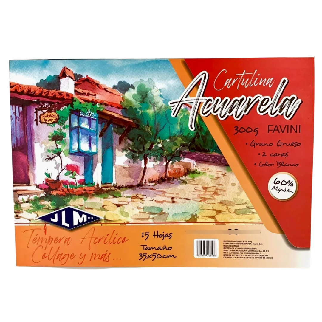 Block de Dibujo Acuarela 35 × 50 cm 300 g Blanco 15 Hojas JLM