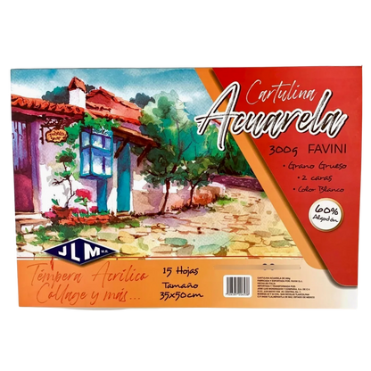 Block de Dibujo Acuarela 35 × 50 cm 300 g Blanco 15 Hojas JLM
