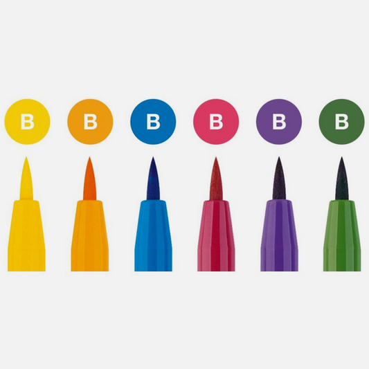Marcadores de Tinta China Pitt Artist Basic Brush 167103 Faber Castell Set 6 Piezas