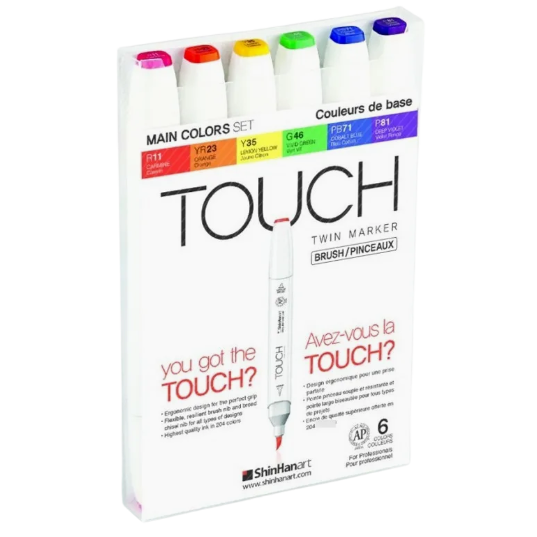 Marcadores Doble Punta Touch Shinhanart Estuche con 6 Piezas