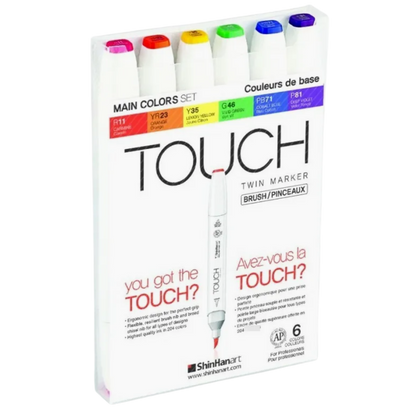 Marcadores Doble Punta Touch Shinhanart Estuche con 6 Piezas