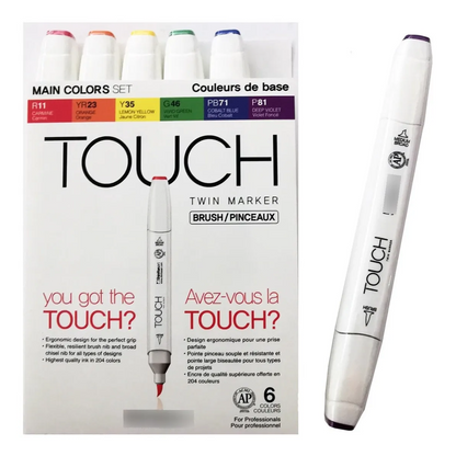 Marcadores Doble Punta Touch Shinhanart Estuche con 6 Piezas