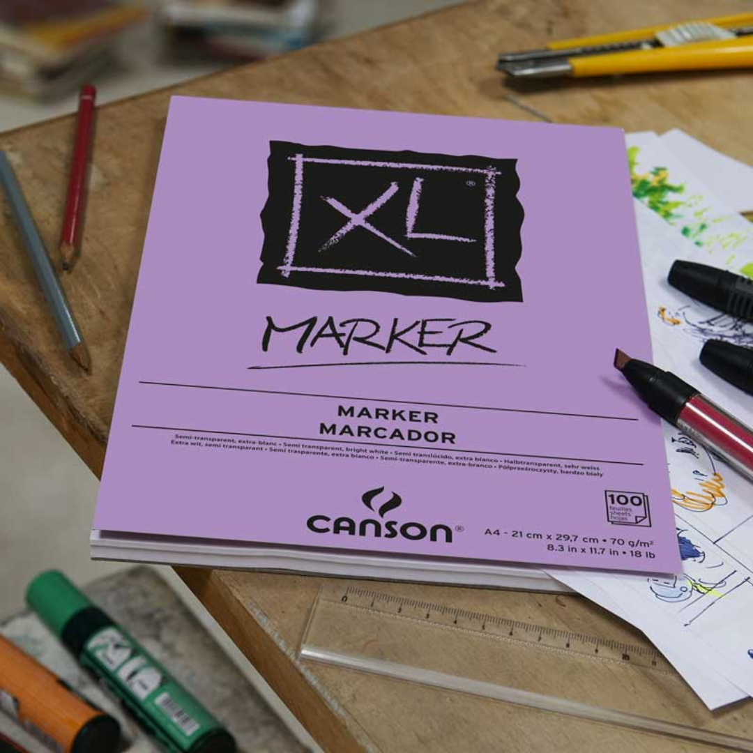 Block de Dibujo Canson XL Marker A4 para Marcador 100 Hojas 21 × 29.7 cm