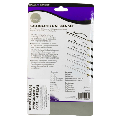 Set de Pluma para Caligrafía Daler Rowney con 6 Plumillas y Cartuchos