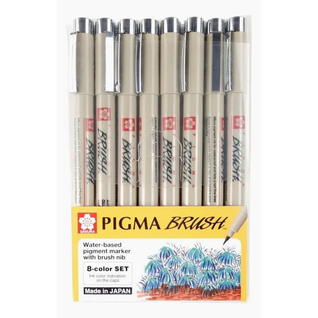 Marcadores Pigma Brush Sakura Estuche con 8 Piezas