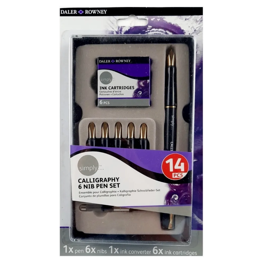 Set de Pluma para Caligrafía Daler Rowney con 6 Plumillas y Cartuchos