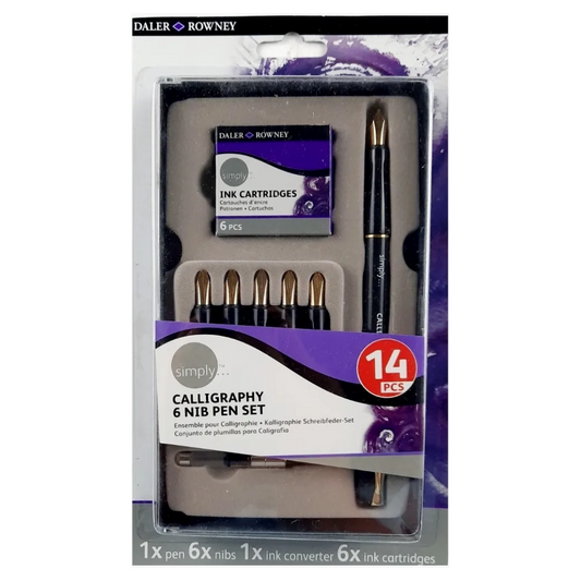 Set de Pluma para Caligrafía Daler Rowney con 6 Plumillas y Cartuchos