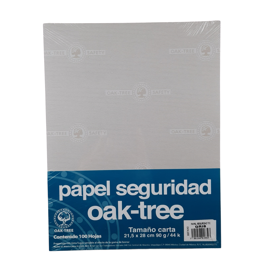 Papel Seguridad Oak-tree Tamaño Carta Paquete con 100 Hojas