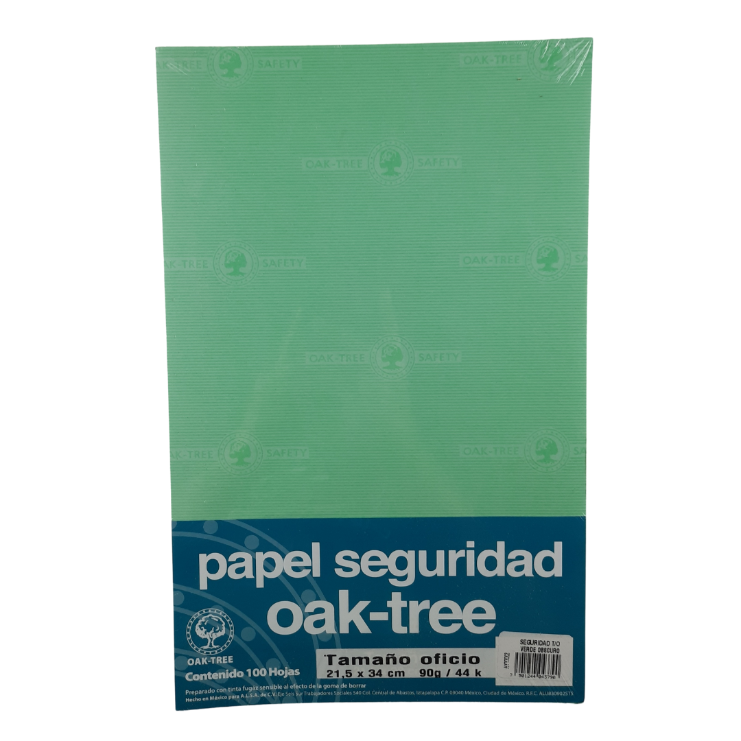 Papel Seguridad Oak-tree Tamaño Oficio Paquete con 100 Hojas