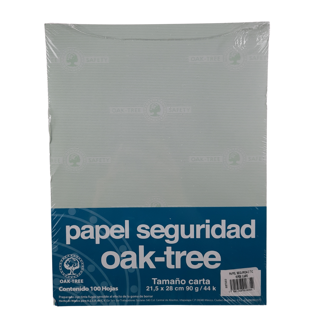 Papel Seguridad Oak-tree Tamaño Carta Paquete con 100 Hojas