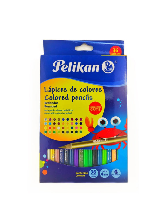 Caja C/36 Lápices De Colores Redondos Pelikan